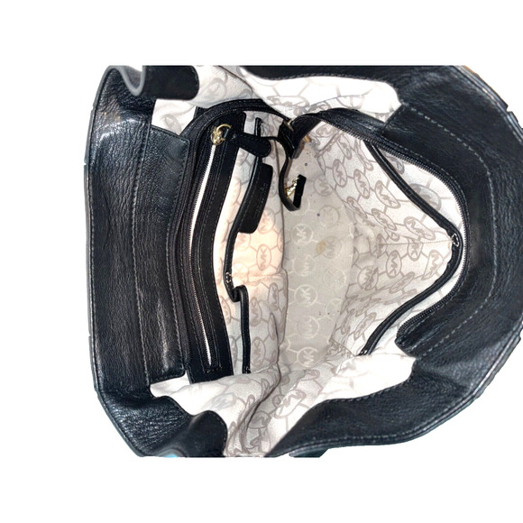 MICHAEL KORS ❤️ Black Leather Satchel Bag with MK Bag Charm - Picture 8 of 10